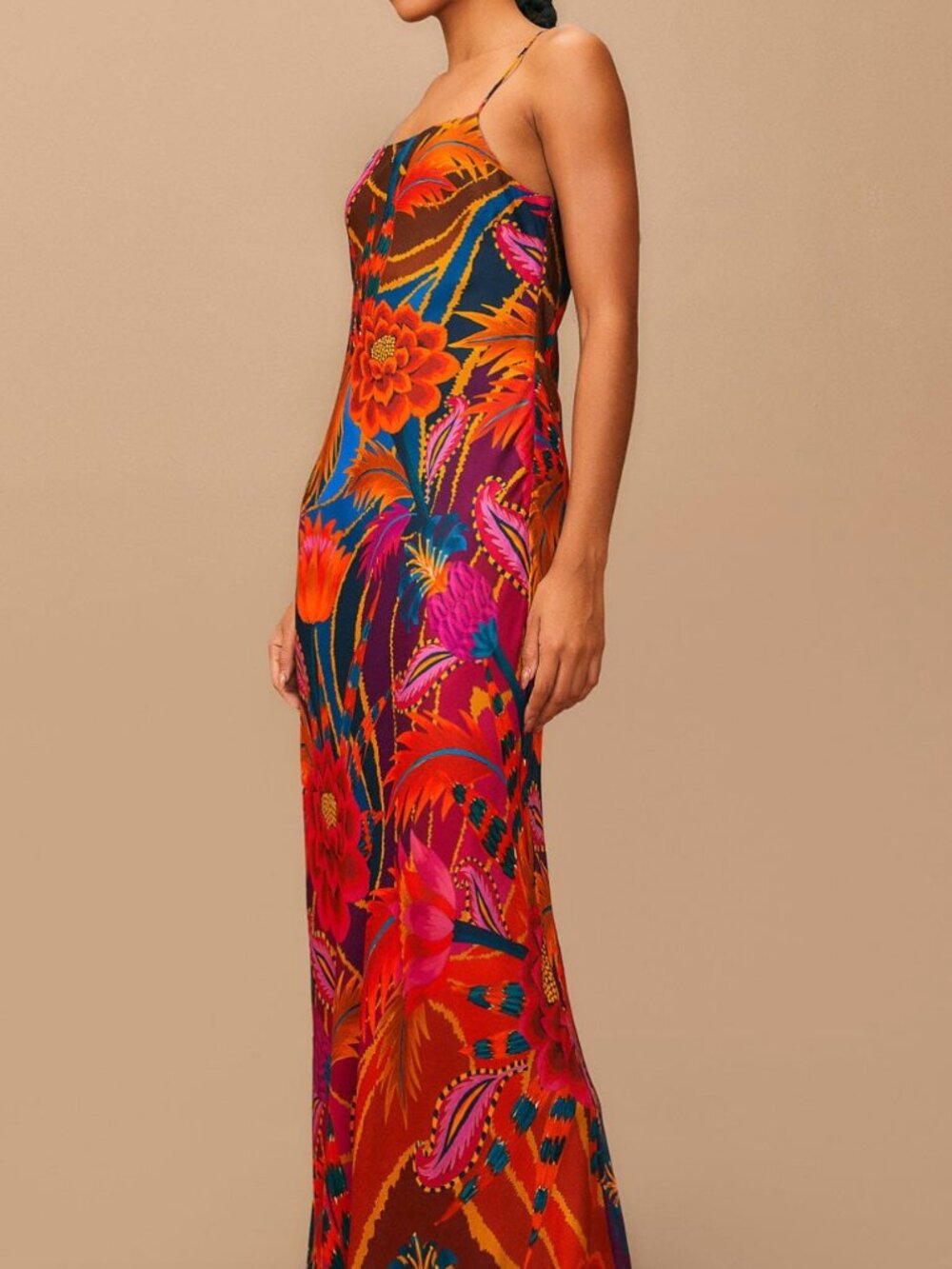 FARM Rio Vintage Wave Multicolor Lenzing™ Ecovero™ Viscose Maxi Dress Sz Small - Picture 2 of 5